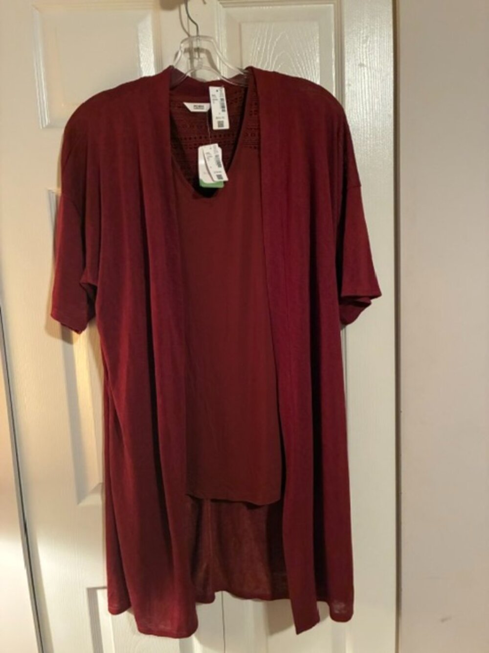 NWT Size X PENN Wine Red Crochet Duster & Tank Top 2 Piece Twin Set